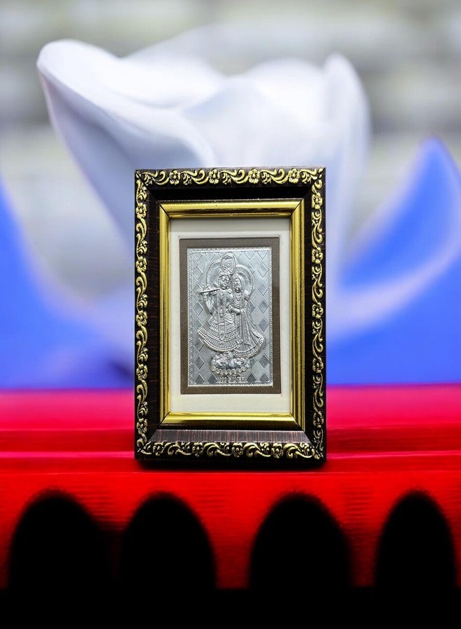 CharmInSilver إطار صغير من الفضة الخالصة عيار 999 من CharmInSilver، صورة رادهاكريشنا | هدية فضية | حامل للطاولة/للتعليق على الحائط | مناسب للتخزين في غرفة الصلاة، المكتب، المنزل، أو حتى على لوحة القيادة في السيارة | (رادهاكريشنا 4×4.5 بوصة) - Image 5